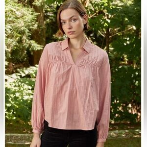 New Livom Textured Popover pink Blouse size small